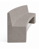 PANCHINA CURVA CONCAVA IN CEMENTO CON SCHIENALE PER ARREDO URBANO - COLORE BIANCO SABBIATO - CM 200X50X90H - Conforme ai CAM
