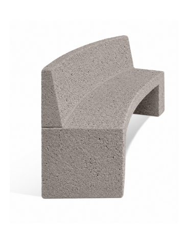 PANCHINA CURVA CONCAVA IN CEMENTO CON SCHIENALE PER ARREDO URBANO - COLORE BIANCO SABBIATO - CM 200X50X90H - Conforme ai CAM