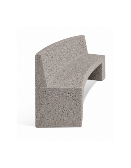 PANCHINA CURVA CONCAVA IN CEMENTO CON SCHIENALE PER ARREDO URBANO - COLORE BIANCO SABBIATO - CM 200X50X90H - Conforme ai CAM