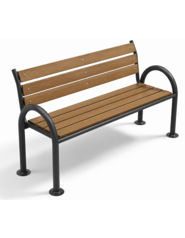 Panchina per parco, 2 fianchi in ghisa sferoidale doghe di legno esotico - cm 190x63x83h