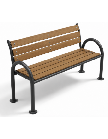 Panchina per parco, 2 fianchi in ghisa sferoidale doghe di legno esotico - cm 190x63x83h
