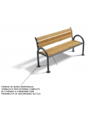 Panchina per parco, 2 fianchi in ghisa sferoidale doghe di legno esotico - cm 190x63x83h