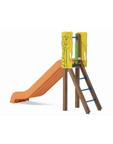 Scivolo scaly Sali&scendi con pali in alluminio rifinito in legno light e scivolo in polietilene h cm 120 - cm 285x68x206h