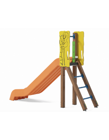 Scivolo scaly Sali&scendi con pali in alluminio rifinito in legno light e scivolo in polietilene h cm 120 - cm 285x68x206h