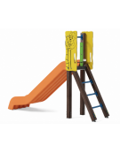 Scivolo scaly Sali&scendi con pali in alluminio rifinito in legno dark e scivolo in polietilene di h cm 120 - cm 285x68x206h