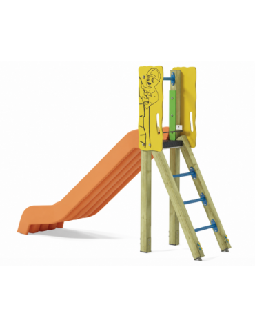 Scivolo scaly Sali&scendi con pali in legno di pino nordico e scivolo in polietilene di h cm 120 - cm 285x68x206h
