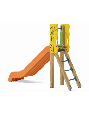 Scivolo scaly Sali&scendi con pali in legno termotrattato e scivolo in polietilene rotazionale di h cm 120 - cm 285x68x206h