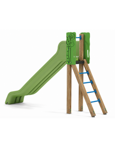 Scivolo scaly Sali&scendi con pali in legno termotrattato e scivolo in polietilene di h cm 150 - cm 369x73x236h