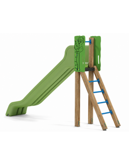 Scivolo scaly Sali&scendi con pali in legno termotrattato e scivolo in polietilene di h cm 150 - cm 369x73x236h