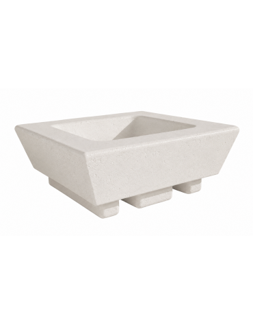 Fioriera bassa forma quadra in cemento calcestruzzo per esterno - colore Bianco pietra - cm 98x98x39h - Conforme ai CAM