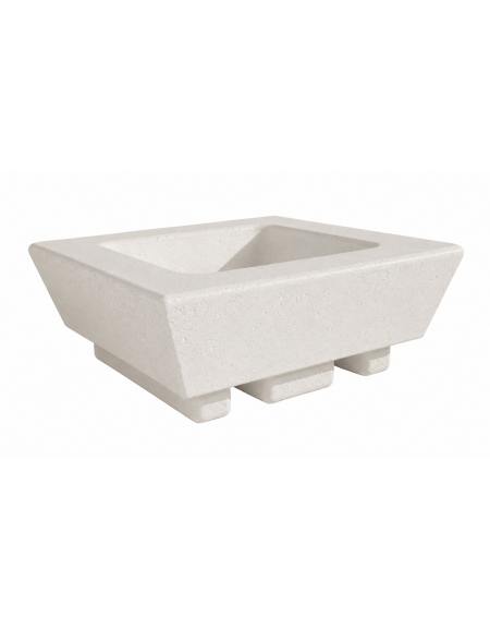 Fioriera bassa forma quadra in cemento calcestruzzo per esterno - colore Bianco pietra - cm 98x98x39h - Conforme ai CAM