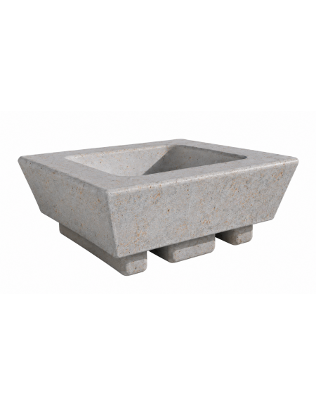 Fioriera bassa forma quadra in cemento calcestruzzo per esterno - colore Grigio travertino - cm 98x98x39h - Conforme ai CAM
