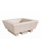 Fioriera bassa forma quadra in cemento calcestruzzo per esterno - colore Bianco travertino - cm 98x98x39h - Conforme ai CAM