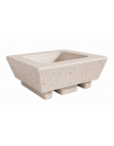 Fioriera bassa forma quadra in cemento calcestruzzo per esterno - colore Bianco travertino - cm 98x98x39h - Conforme ai CAM