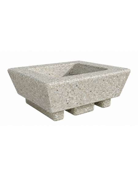 Fioriera bassa forma quadra in cemento calcestruzzo per esterno - colore Grigio sabbiato - cm 98x98x39h - Conforme ai CAM