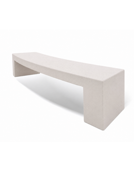 PANCHINA CURVA CONVESSA IN CEMENTO PER ARREDO URBANO - COLORE BIANCO PIETRA - cm 200x50x50h - Conforme ai CAM