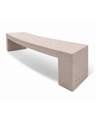 PANCHINA CURVA CONVESSA IN CEMENTO PER ARREDO URBANO - COLORE BIANCO TRAVERTINO - CM 200x50x50h - Conforme ai CAM