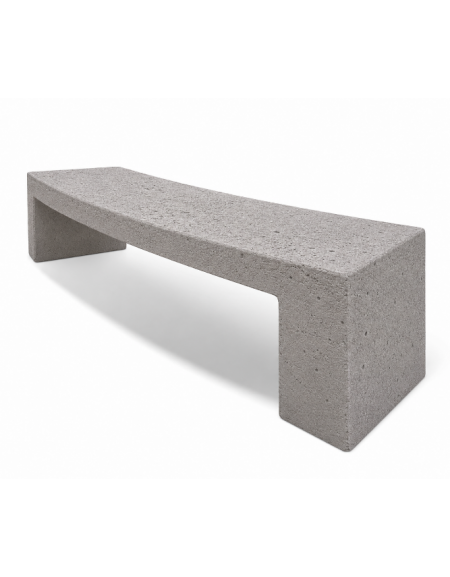 PANCHINA CURVA CONVESSA IN CEMENTO PER ARREDO URBANO - COLORE BIANCO SABBIATO - CM 200x50x50H - Conforme ai CAM