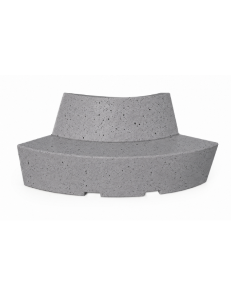 PANCHINA CURVA CONVESSA IN CEMENTO CON SCHIENALE PER ARREDO URBANO - COLORE GRIGIO PIETRA - CM 200x60x85H - Conforme ai CAM