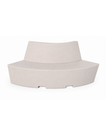PANCHINA CURVA CONVESSA IN CEMENTO CON SCHIENALE PER ARREDO URBANO - COLORE BIANCO PIETRA - CM 200x60x85H - Conforme ai CAM