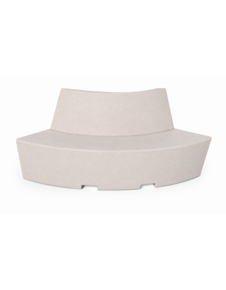 PANCHINA CURVA CONVESSA IN CEMENTO CON SCHIENALE PER ARREDO URBANO - COLORE BIANCO PIETRA - CM 200x60x85H - Conforme ai CAM