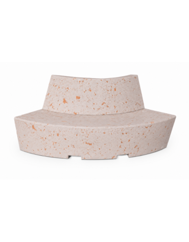 PANCHINA CURVA CONVESSA IN CEMENTO CON SCHIENALE PER ARREDO URBANO - COLORE BIANCO TRAVERTINO - CM 200x60x85H - Conforme ai CAM