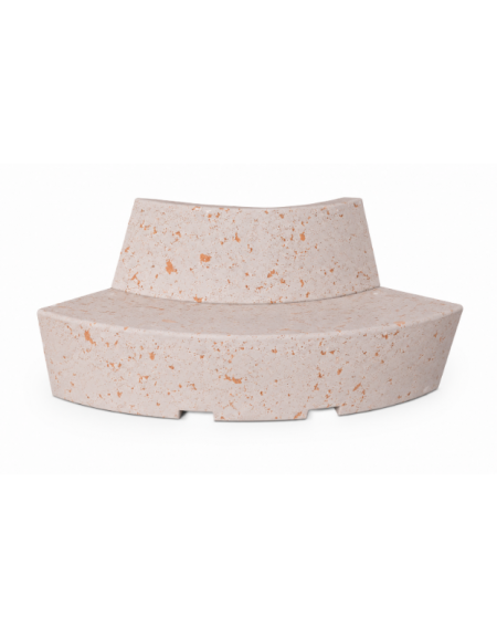 PANCHINA CURVA CONVESSA IN CEMENTO CON SCHIENALE PER ARREDO URBANO - COLORE BIANCO TRAVERTINO - CM 200x60x85H - Conforme ai CAM