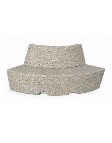PANCHINA CURVA CONVESSA IN CEMENTO CON SCHIENALE PER ARREDO URBANO - COLORE GRIGIO SABBIATO - CM 200x60x85H - Conforme ai CAM