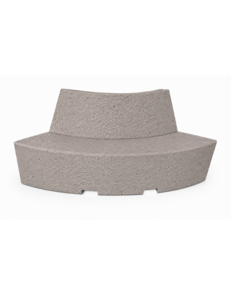 PANCHINA CURVA CONVESSA IN CEMENTO CON SCHIENALE PER ARREDO URBANO - COLORE BIANCO SABBIATO - CM 200x60x85H - Conforme ai CAM