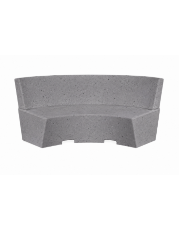 PANCHINA CURVA CONCAVA IN CEMENTO CON SCHIENALE PER ARREDO URBANO - COLORE GRIGIO PIETRA - CM 200x60x85H - Conforme ai CAM
