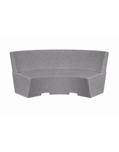 PANCHINA CURVA CONCAVA IN CEMENTO CON SCHIENALE PER ARREDO URBANO - COLORE GRIGIO PIETRA - CM 200x60x85H - Conforme ai CAM