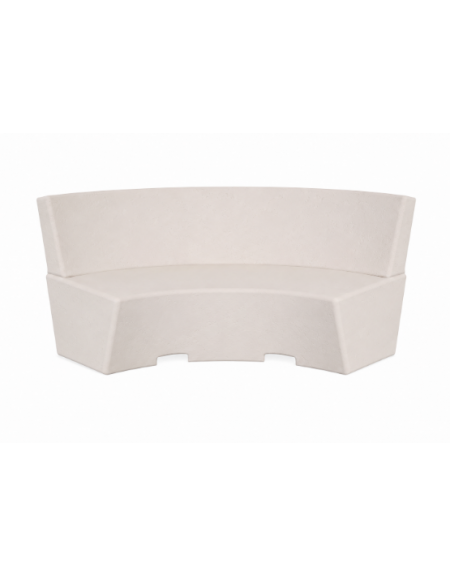PANCHINA CURVA CONCAVA IN CEMENTO CON SCHIENALE PER ARREDO URBANO - COLORE BIANCO PIETRA - CM 200x60x85H - Conforme ai CAM