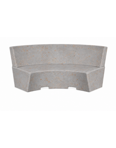 PANCHINA CURVA CONCAVA IN CEMENTO CON SCHIENALE PER ARREDO URBANO - COLORE GRIGIO TRAVERTINO - CM 200x60x85H - Conforme ai CAM