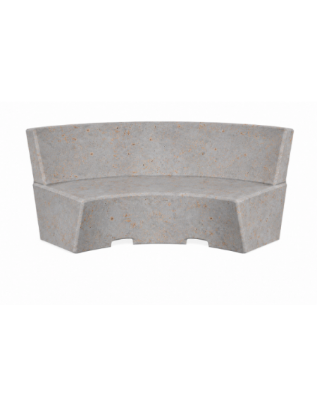 PANCHINA CURVA CONCAVA IN CEMENTO CON SCHIENALE PER ARREDO URBANO - COLORE GRIGIO TRAVERTINO - CM 200x60x85H - Conforme ai CAM