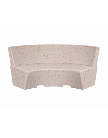 PANCHINA CURVA CONCAVA IN CEMENTO CON SCHIENALE PER ARREDO URBANO - COLORE BIANCO TRAVERTINO - CM 200x60x85H - Conforme ai CAM