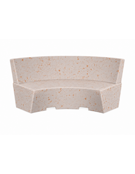 PANCHINA CURVA CONCAVA IN CEMENTO CON SCHIENALE PER ARREDO URBANO - COLORE BIANCO TRAVERTINO - CM 200x60x85H - Conforme ai CAM