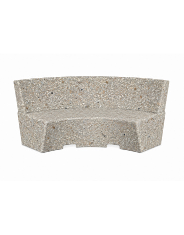 PANCHINA CURVA CONCAVA IN CEMENTO CON SCHIENALE PER ARREDO URBANO - COLORE GRIGIO SABBIATO - CM 200x60x85H - Conforme ai CAM