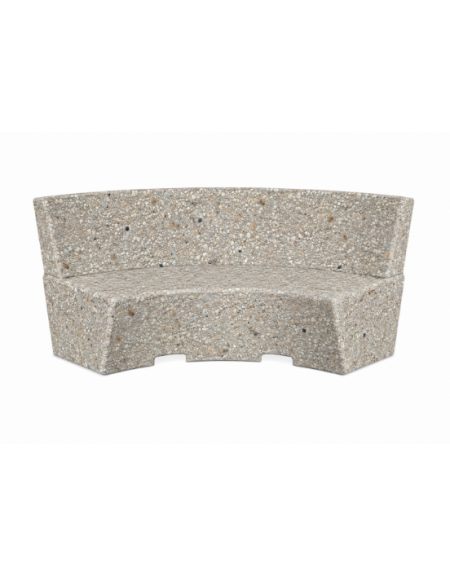 PANCHINA CURVA CONCAVA IN CEMENTO CON SCHIENALE PER ARREDO URBANO - COLORE GRIGIO SABBIATO - CM 200x60x85H - Conforme ai CAM