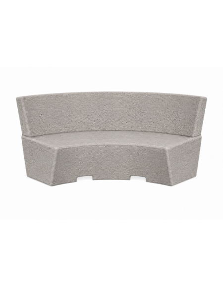PANCHINA CURVA CONCAVA IN CEMENTO CON SCHIENALE PER ARREDO URBANO - COLORE BIANCO SABBIATO - CM 200x60x85H - Conforme ai CAM