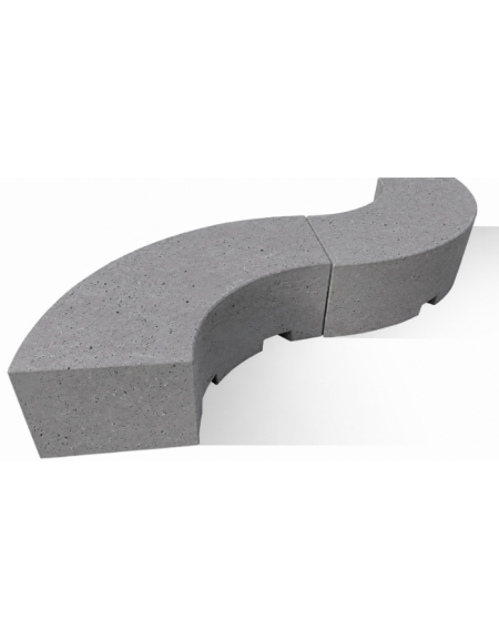 PANCHINA CURVA CONCAVA IN CEMENTO CALCESTRUZZO PER ARREDO URBANO - COLORE GRIGIO PIETRA - CM 200x60x45H - Conforme ai CAM