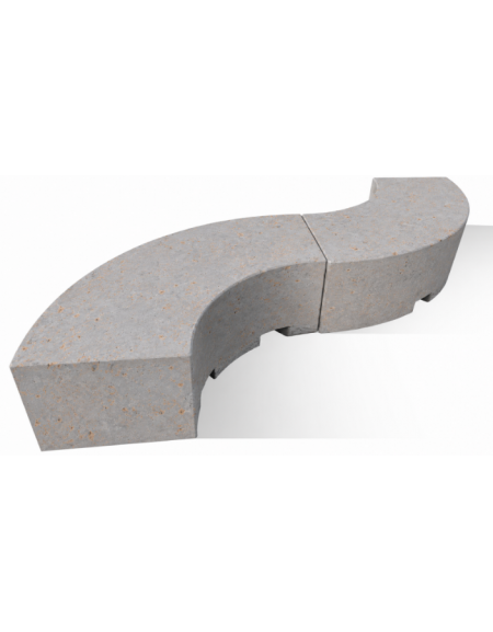 PANCHINA CURVA CONCAVA IN CEMENTO CALCESTRUZZO PER ARREDO URBANO - COLORE GRIGIO TRAVERTINO - CM 200x60x45H - Conforme ai CAM