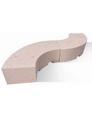 PANCHINA CURVA CONCAVA IN CEMENTO CALCESTRUZZO PER ARREDO URBANO - COLORE BIANCO TRAVERTINO - CM 200x60x45H - Conforme ai CAM