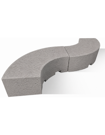 PANCHINA CURVA CONCAVA IN CEMENTO CALCESTRUZZO PER ARREDO URBANO - COLORE BIANCO SABBIATO - CM 200x60x45H - Conforme ai CAM