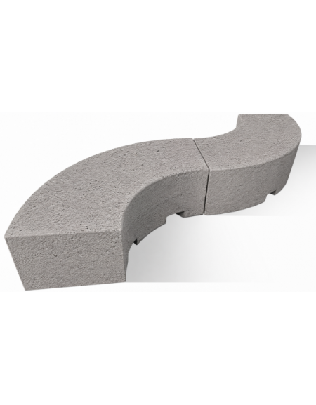 PANCHINA CURVA CONCAVA IN CEMENTO CALCESTRUZZO PER ARREDO URBANO - COLORE BIANCO SABBIATO - CM 200x60x45H - Conforme ai CAM