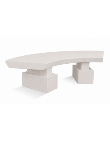 PANCHINA CLASSICA CURVA IN CEMENTO CALCESTRUZZO PER ARREDO URBANO - COLORE BIANCO PIETRA - CM 170x60x45H - Conforme ai CAM