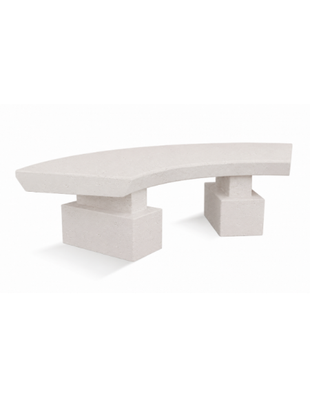 PANCHINA CLASSICA CURVA IN CEMENTO CALCESTRUZZO PER ARREDO URBANO - COLORE BIANCO PIETRA - CM 170x60x45H - Conforme ai CAM