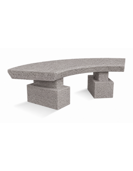 PANCHINA CLASSICA CURVA IN CEMENTO CALCESTRUZZO PER ARREDO URBANO - COLORE BIANCO SABBIATO - CM 170x60x45H - Conforme ai CAM