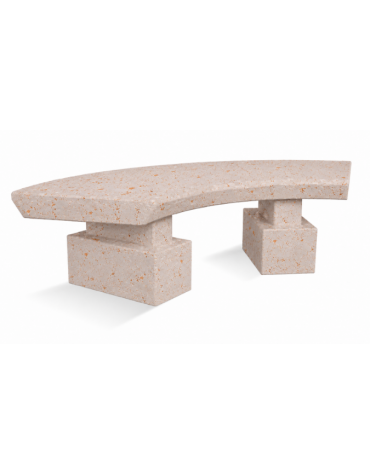 PANCHINA CLASSICA CURVA IN CEMENTO CALCESTRUZZO PER ARREDO URBANO - COLORE BIANCO TRAVERTINO - CM 170x60x45H - Conforme ai CAM