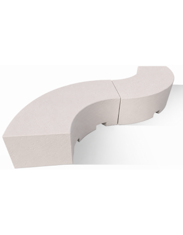 PANCHINA CURVA CONCAVA IN CEMENTO CALCESTRUZZO PER ARREDO URBANO - COLORE BIANCO PIETRA - CM 200x60x45H - Conforme ai CAM