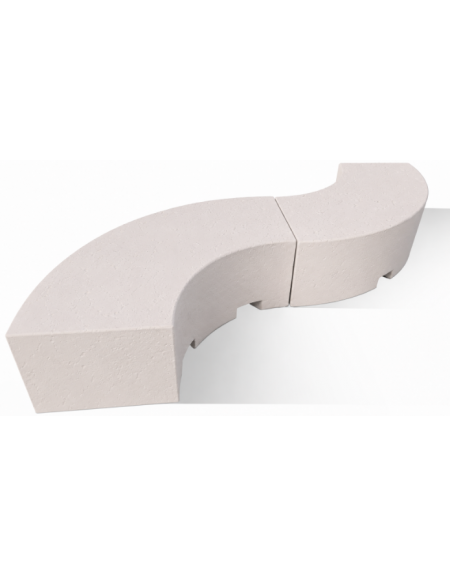 PANCHINA CURVA CONCAVA IN CEMENTO CALCESTRUZZO PER ARREDO URBANO - COLORE BIANCO PIETRA - CM 200x60x45H - Conforme ai CAM